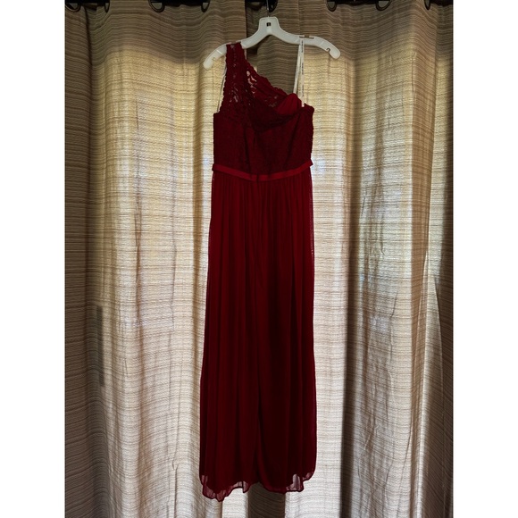 David’s Bridal | One Shoulder Long Lace Dress Bridesmaid - Picture 3 of 9